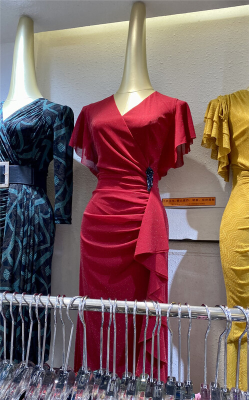 [Milan] elegant V-neck slim dress 60310-1# JJ
