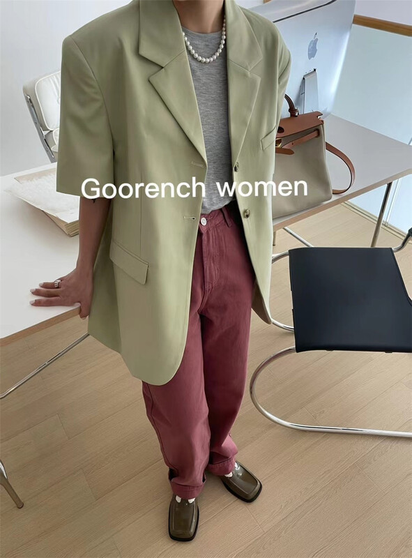 [cool woman] temperament solid color short sleeve suit wx018# CLS