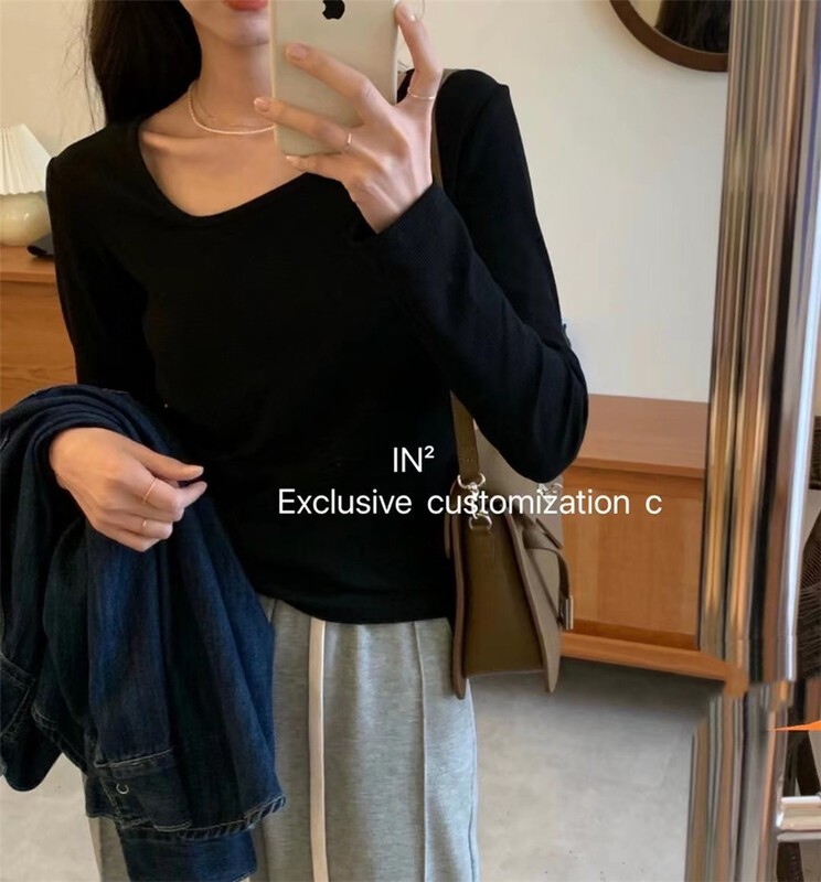 [in] simple solid color versatile long sleeve T-shirt 878# ZSY