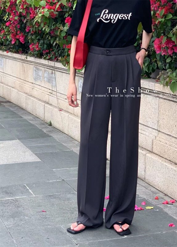[the show] Korean style straight style slim and pleated trousers 60220# CLS