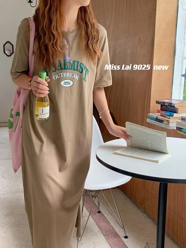 [HH & miss Lai] crew neck print dress 9025# L