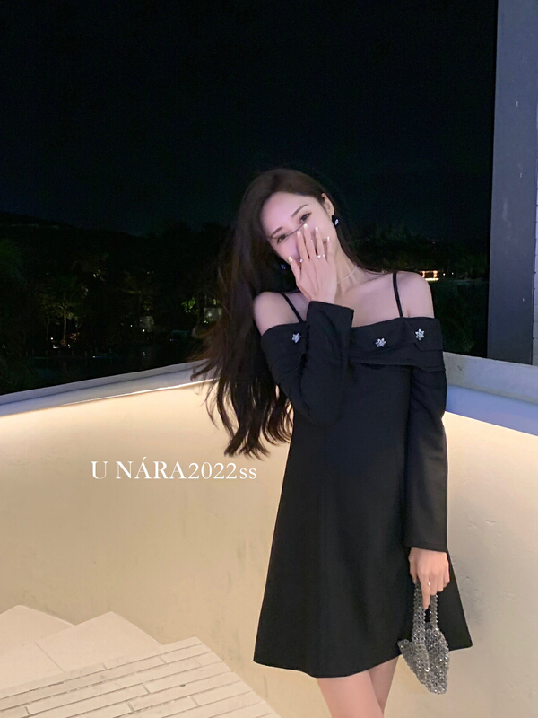 goods in stock! New year in early spring! [u Nara] design one shoulder suspender dress 81020# jhy