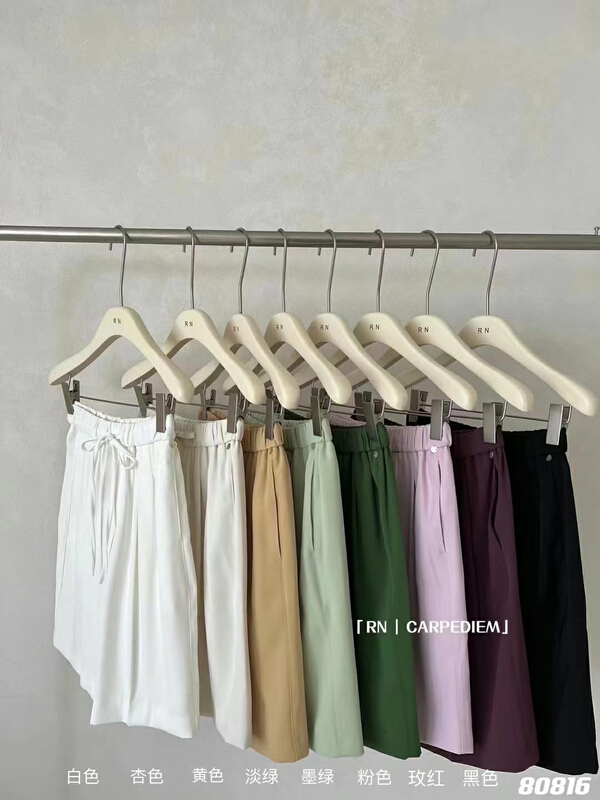 goods in stock! New in early summer! [R n] Korean loose high waist, thin and versatile drawstring solid color wide leg casual shorts 80816# ll