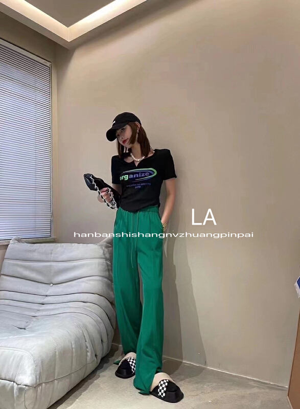 [laqssy] straight tube drop loose casual pants 6551# zyh