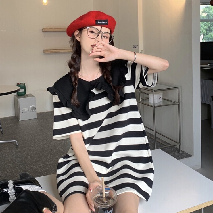 New in early summer! [Mimosa] Korean striped sweater dress 6661# Cl