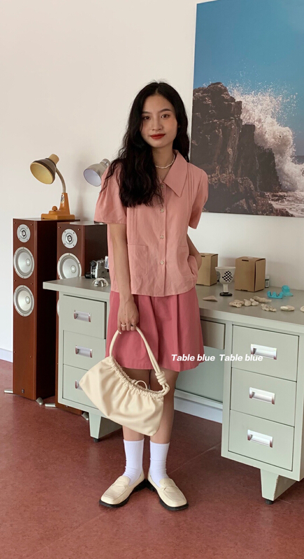 [table blue] Korean simple single breasted shirt 2143# LSW