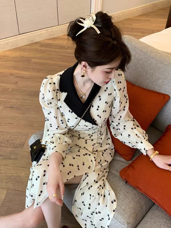 goods in stock! New year in early spring! [are studio] French style color blocking floral dress 9611# WPL