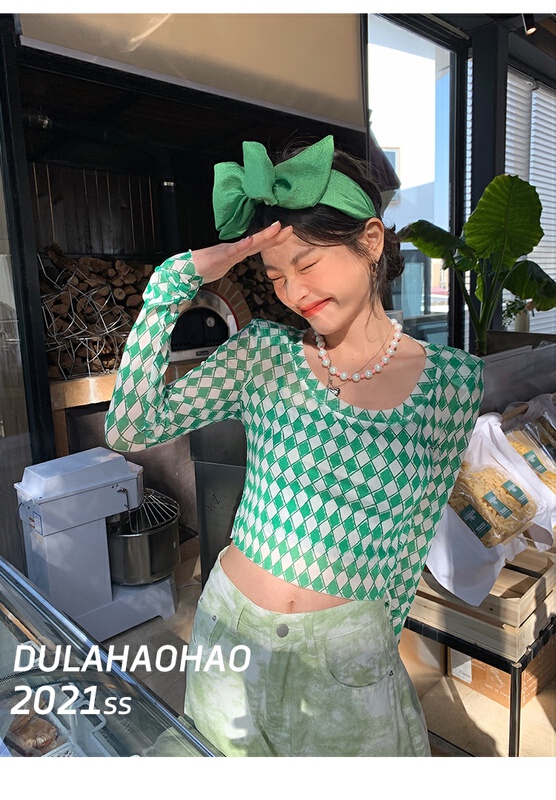 [fox] Plaid long sleeve versatile sunscreen shirt 53079# WTT