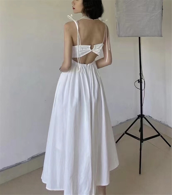 [top] careful machine exposed back design Sling Dress a1099# ZSY