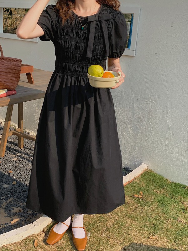 [Mimosa] Korean bow thin dress 1185# Cl