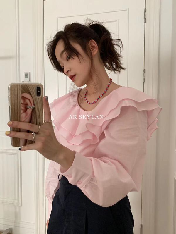goods in stock! New in early summer! [A.K skylan] ear edge fashion versatile blouse 82523# zxl