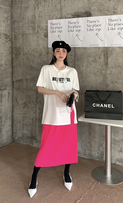[our] simple casual letter print loose short sleeve T-shirt 8923# LSW