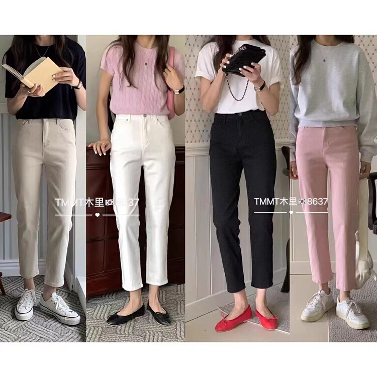 New in early summer! [Jiajia Muli] small straight style high waist jeans 8637# L