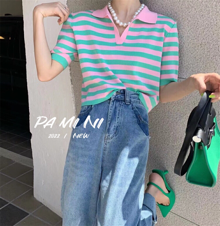 New in early summer! [pamini] Korean loose Polo neck casual versatile sweater 2289# HJC
