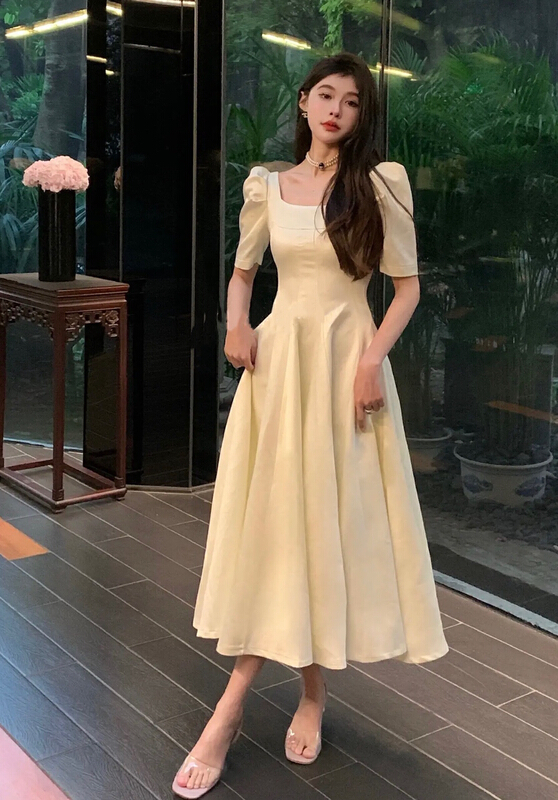 [JH] net red small fragrance Lantern Sleeve big swing dress (only dresses) 41603# PCZ