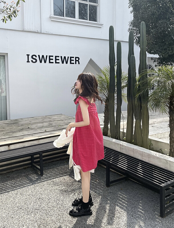 New in early summer! [Dai Dai] raspberry sweetheart fly sleeve dress 4569# HBx