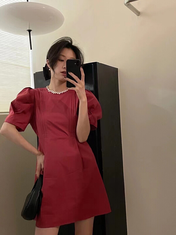 [the most] simple casual bubble sleeve dress 8858# HBx