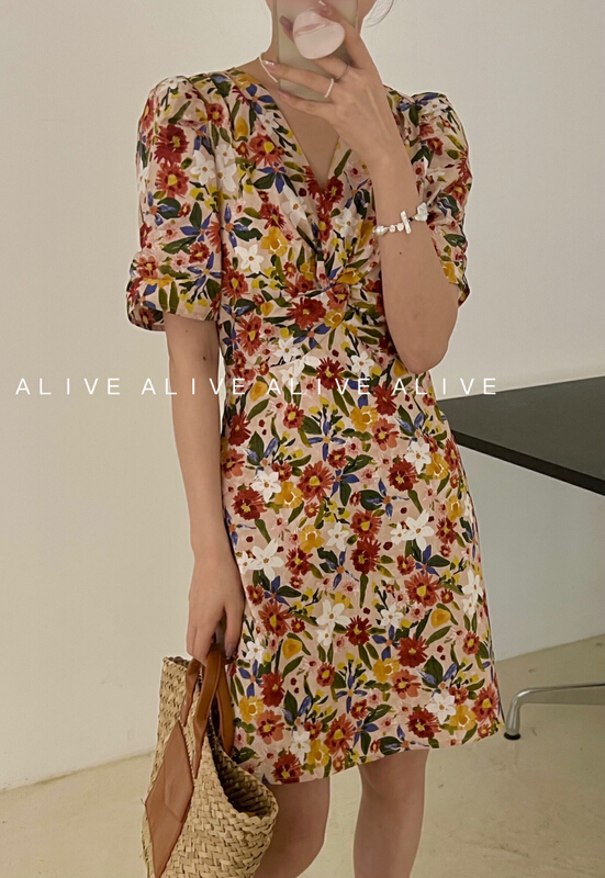 [alive] special waist closing floral dress (skirt only) 13259# lwy