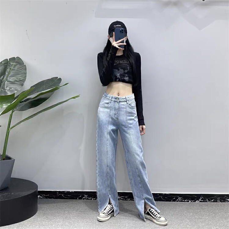 [Rebecca] Korean version of foreign style wide leg jeans 2271# Cl