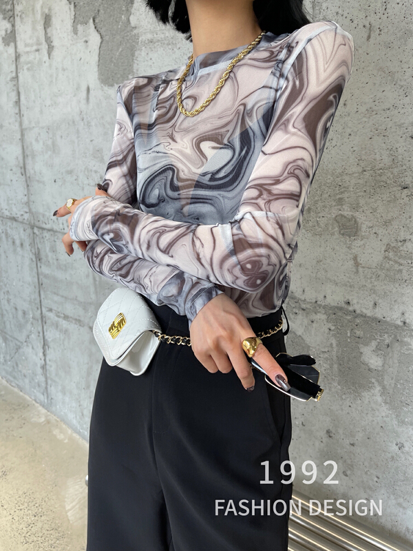 [1992] gauze niche Decor shirt 3327# L