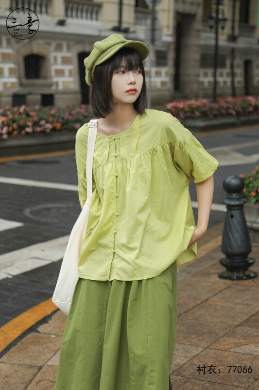 [original of three plain clothes] simple temperament lace shirt 77066# XYJ