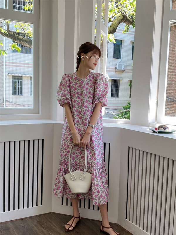 [in by in] Korean style round neck floral dress 10859# zjy
