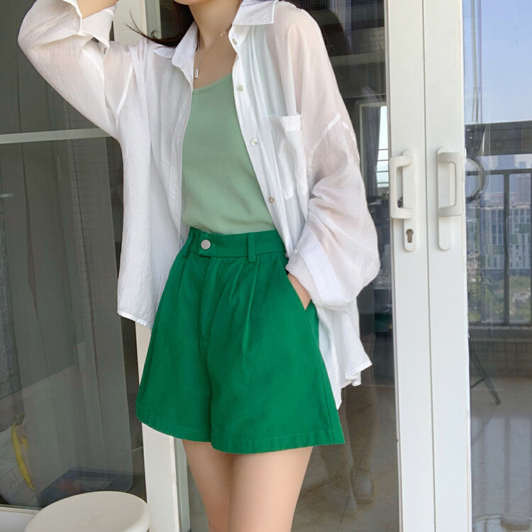 New in early summer! [ange run] wide leg loose and comfortable denim shorts 2228# ZSY