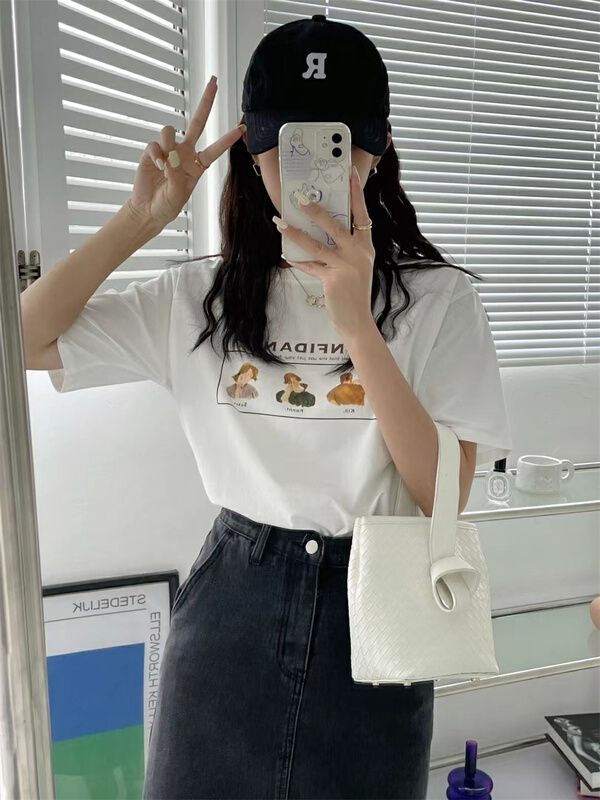 New year in early spring! [TMS] round neck versatile cartoon character print short sleeve T-shirt ys1-1695# L