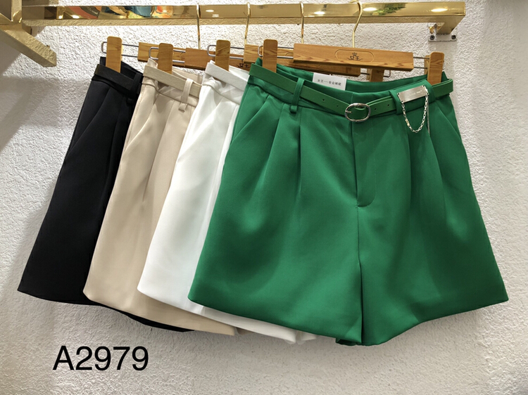 goods in stock! [queen] niche design solid color comfortable casual pants (with belt) (non detachable chain) a2979# ozq