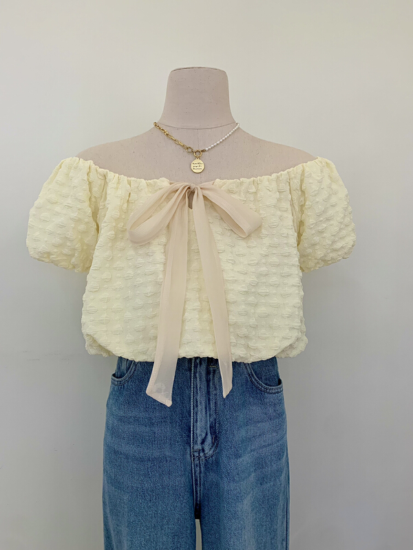 [Cinderella CICI] gentle wind bubble sleeve bow tie blouse 8630# ZSY