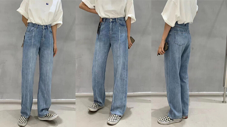goods in stock! New year in early spring! [rj1980] fashionable and versatile wide leg jeans 63257# zyh
