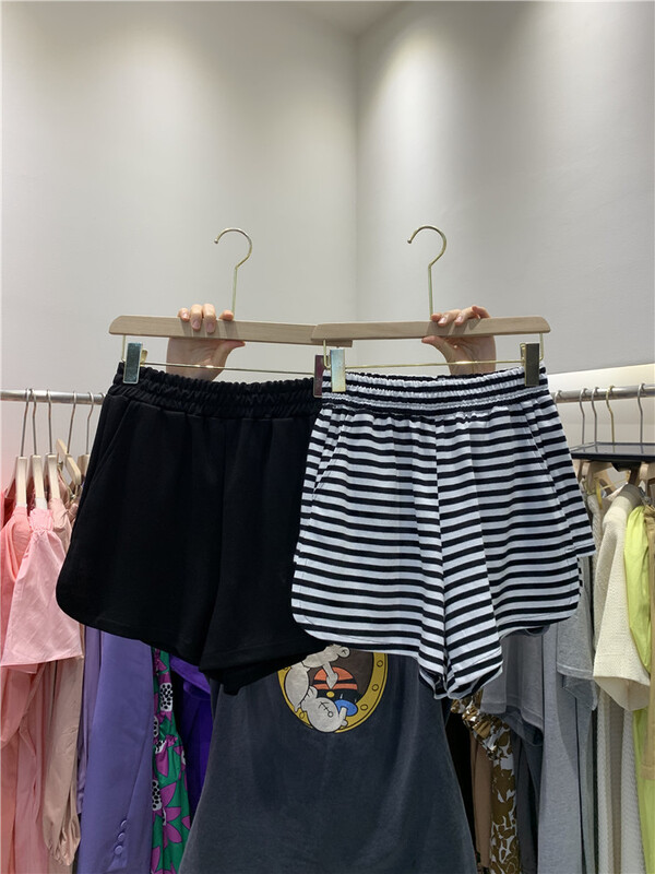 [Yan Zhen] simple commuter STRIPE ELASTIC WAIST casual shorts 5327# PCZ