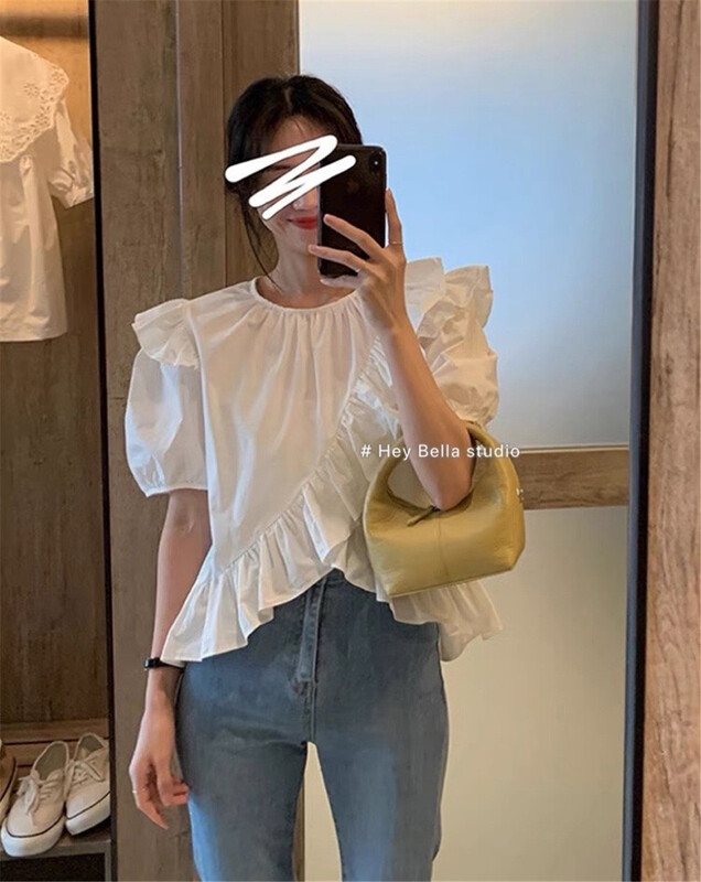 [hey Bella] round neck comfortable Korean shirt ys1-1192# ll