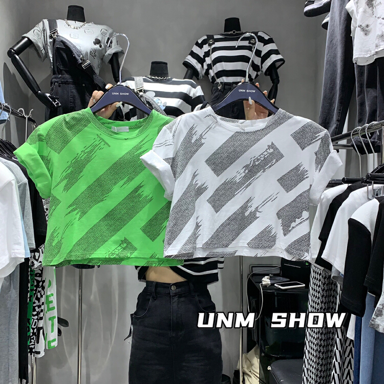 [unm-show] crew neck versatile letter print short sleeve T-shirt 6138# WTT