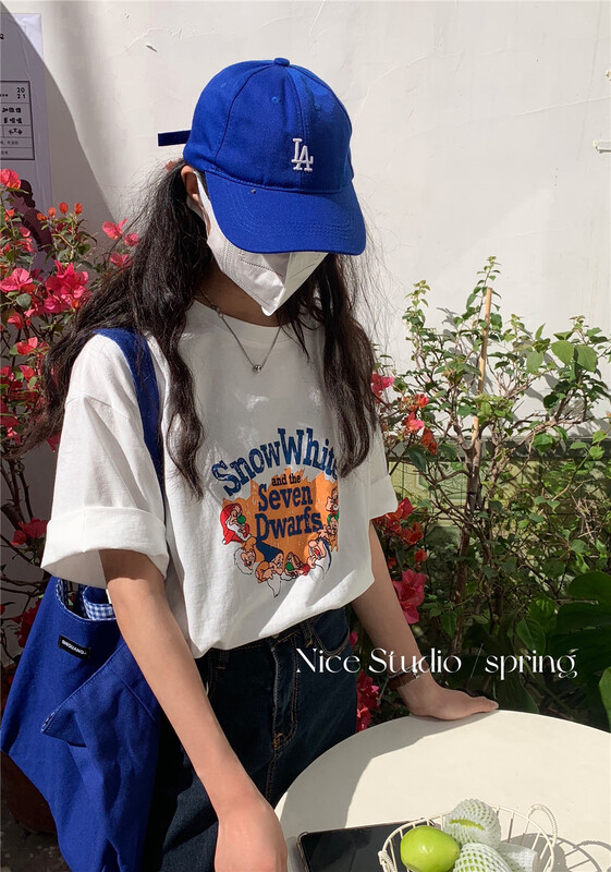 [naisijia] seven dwarf printed letters short sleeve T-shirt 9920# ZSY