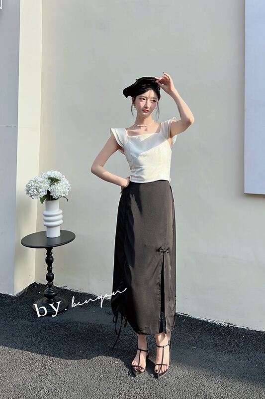 New in early summer! [benyan] Korean drawstring buckle skirt 6079# zxx
