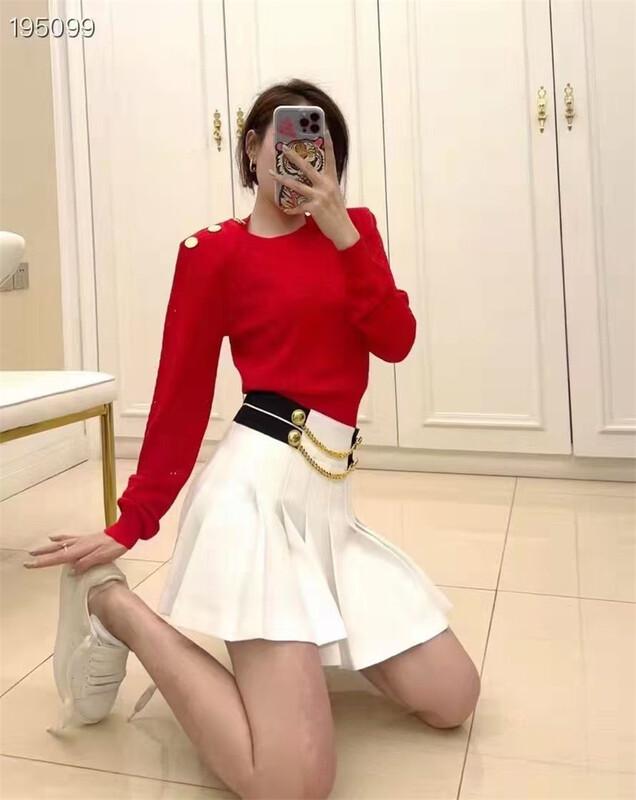 [mu Linsen] chain waist sealing pleated skirt (with chain, not detachable) m951# JJ