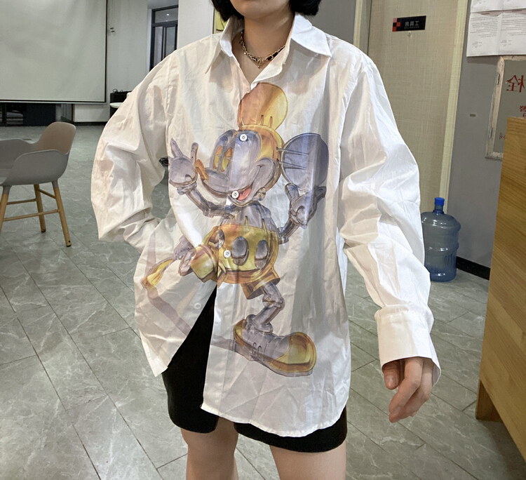 [Qijia +] Korean loose cartoon shirt 7300# zyh