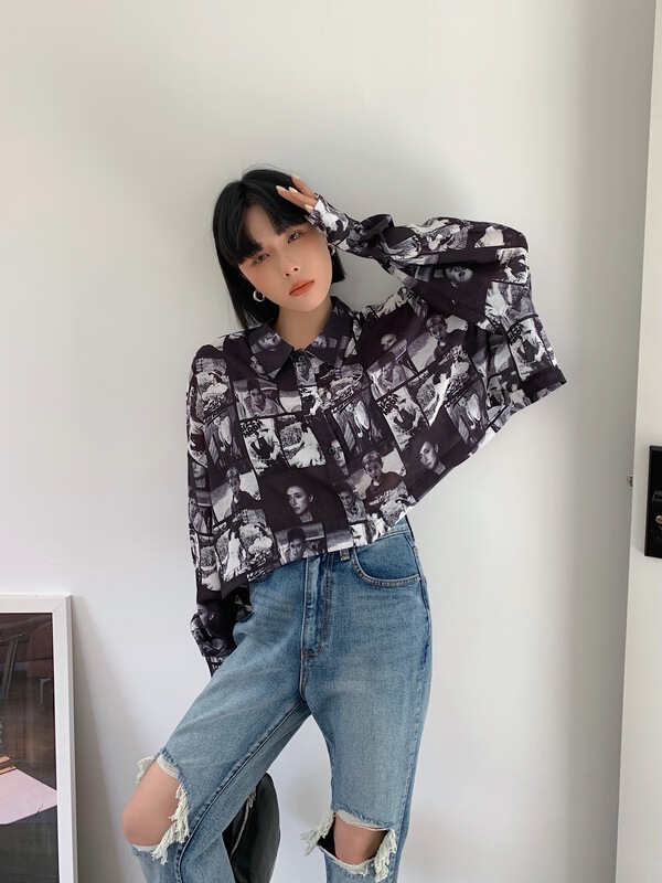 [pink Pinker] fashion trend Vintage chiffon shirt 82425# LSL