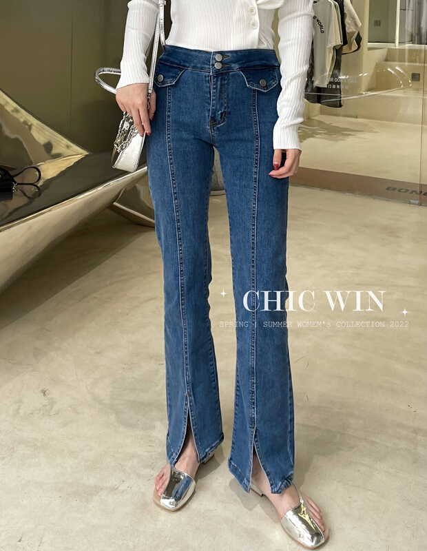New year in early spring! [chic win] Korean fashion slim slit micro flare jeans 805# CSX