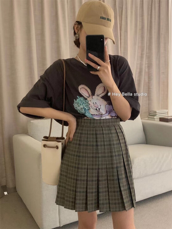 [hey Bella] round neck printed short sleeve T-shirt (T-shirt only) ys1-1302# ll