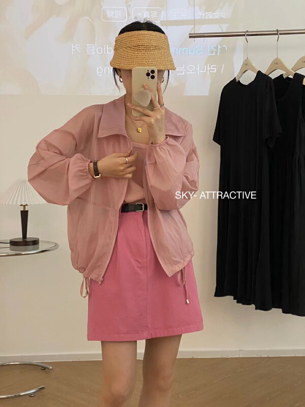 [sky] casual Lapel zipper sunscreen shirt 19271# HBx