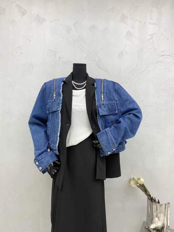 Cxdhh / new in early spring! [strict selection - planting grass and trees] fashion trend fake two-piece denim jacket xc11-fu60592# zxl