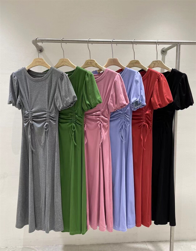 [DT] Korean pleated solid dress 9910# lwy