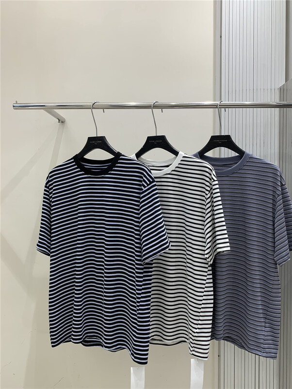 goods in stock! New year in early spring! [CGC] crew neck loose stripe short sleeve T-shirt 0707# ZZL