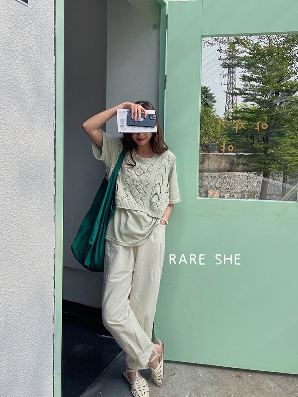 [rare she] wash cotton drawstring elastic waist casual pants a5025# LSW