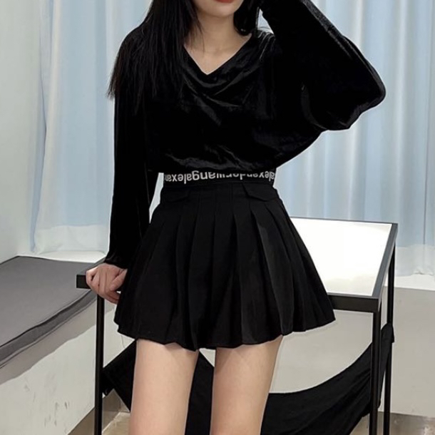 New year in early spring! [make Meike] sweet cool V-neck hem letter ribbon velvet shirt 5227-1# XJ