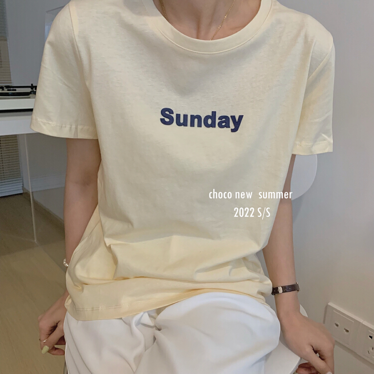 New year in early spring! [choco] Korean style simple three-dimensional letter short sleeve T-shirt 8120# LSW