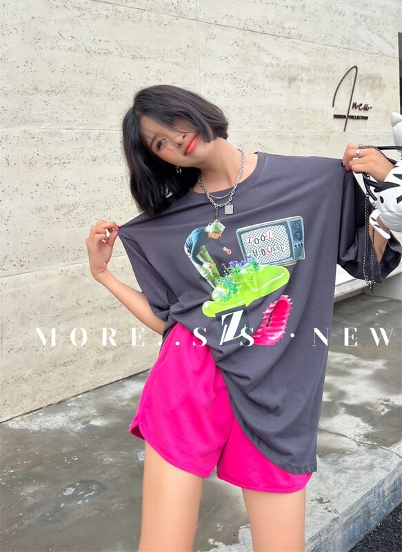 goods in stock! New in early summer! [more] niche fashion printed short sleeve T-shirt 8868# ozq