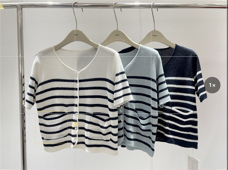 [5pet] simple stripe Knitted Blouse 8885-1# XYY